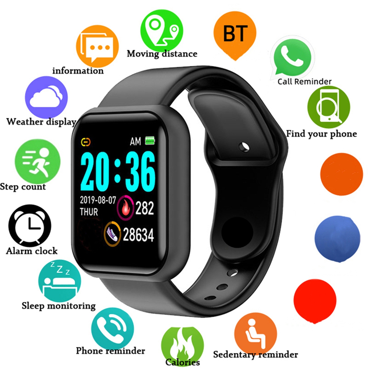 Smartwatch Watches For Girls - Hommes montres intelligentes écran couleur Bluetooth